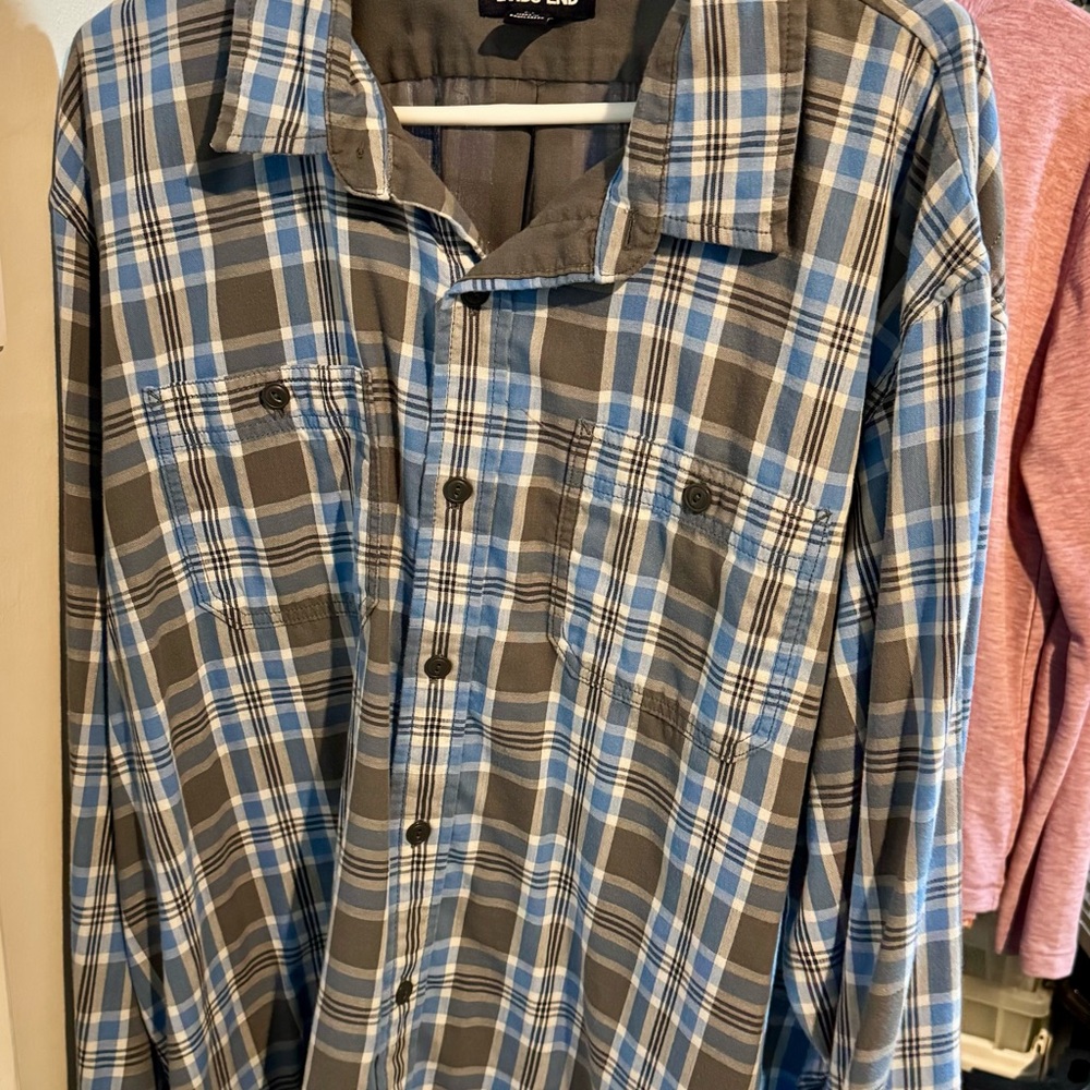 Lands' End Blue and Gray Lined Flannel Shirt